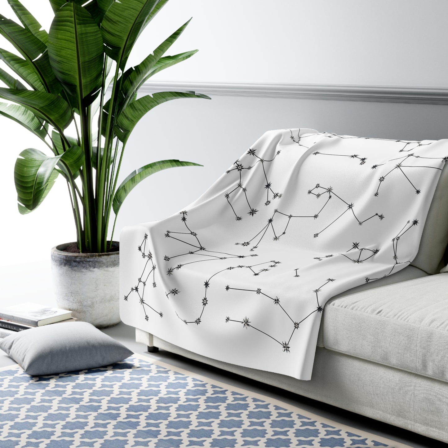 Sherpa Fleece Blanket - Zodiac White