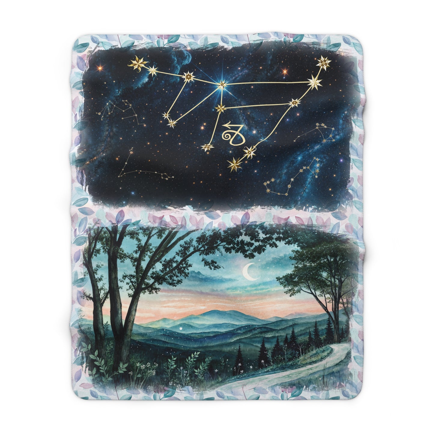 Sherpa Fleece Blanket - Meditation 3 - Leaves