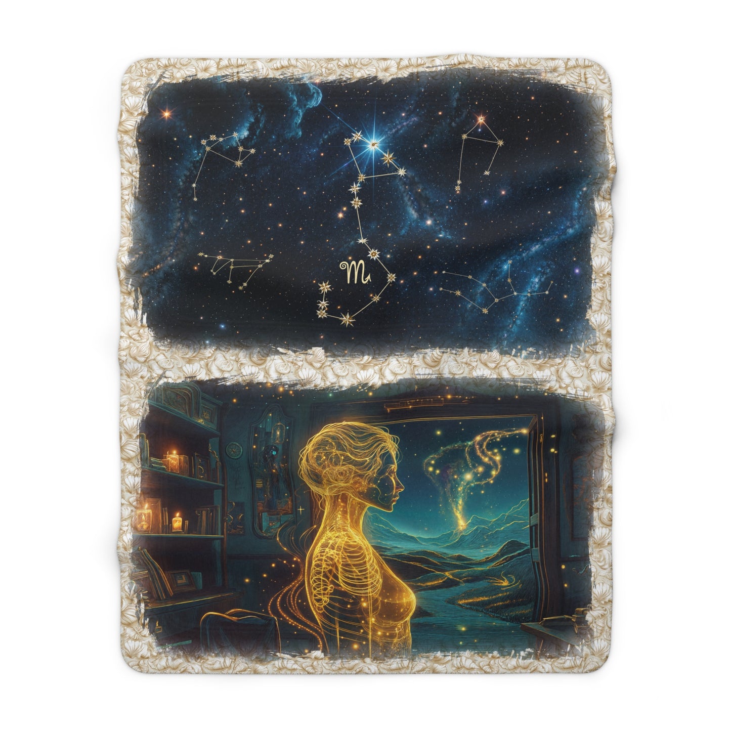 Sherpa Fleece Blanket - Meditation 2 - Shells