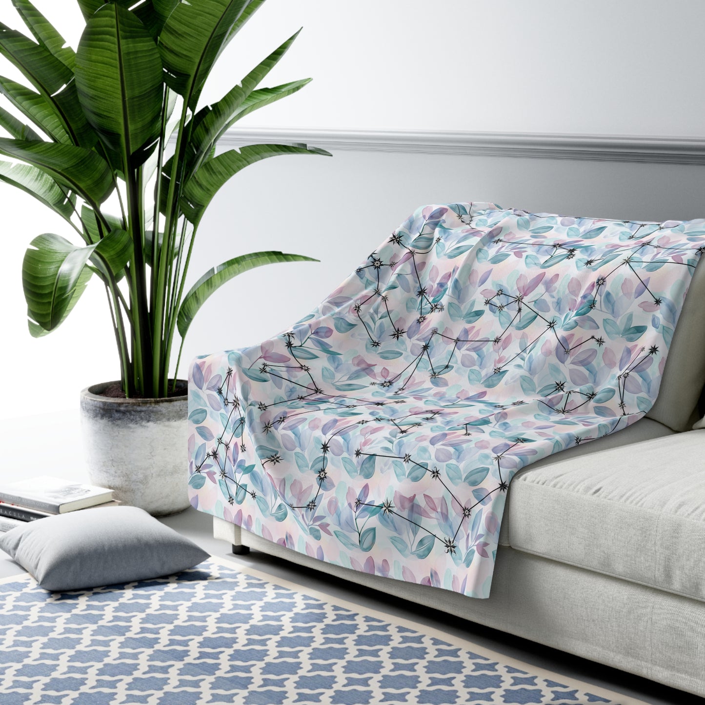 Sherpa Fleece Blanket - Zodiac Leaves