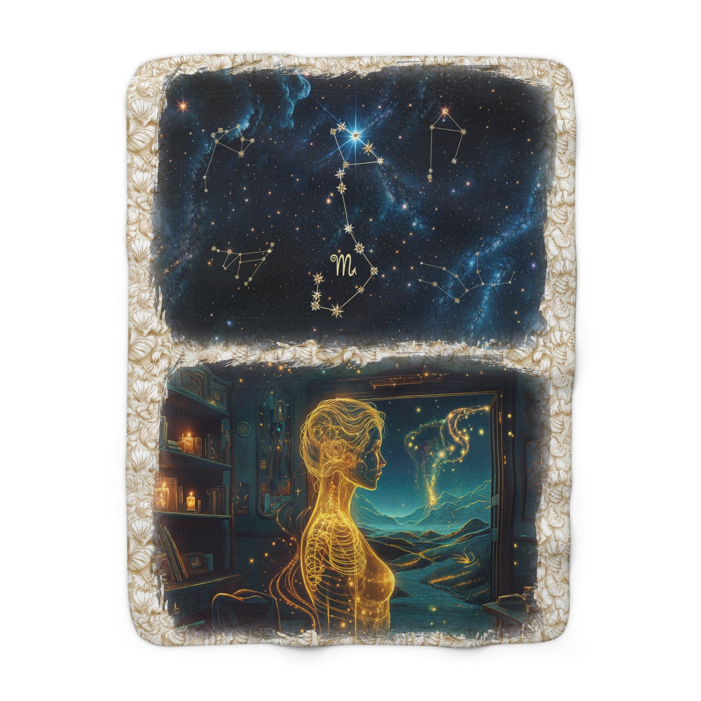 Sherpa Fleece Blanket - Meditation 2 - Shells
