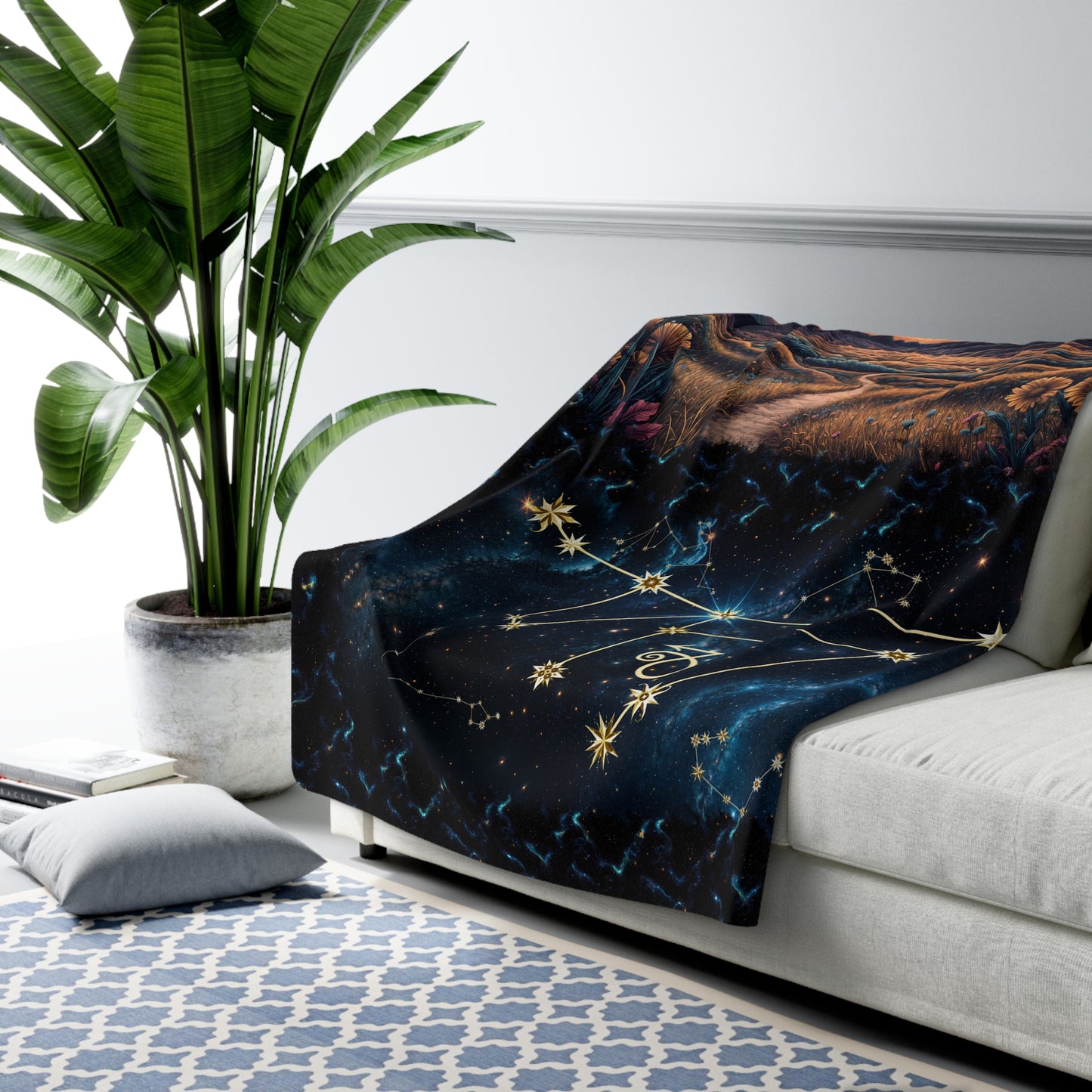 Sherpa Fleece Blanket - Meditation 1 - Galaxies