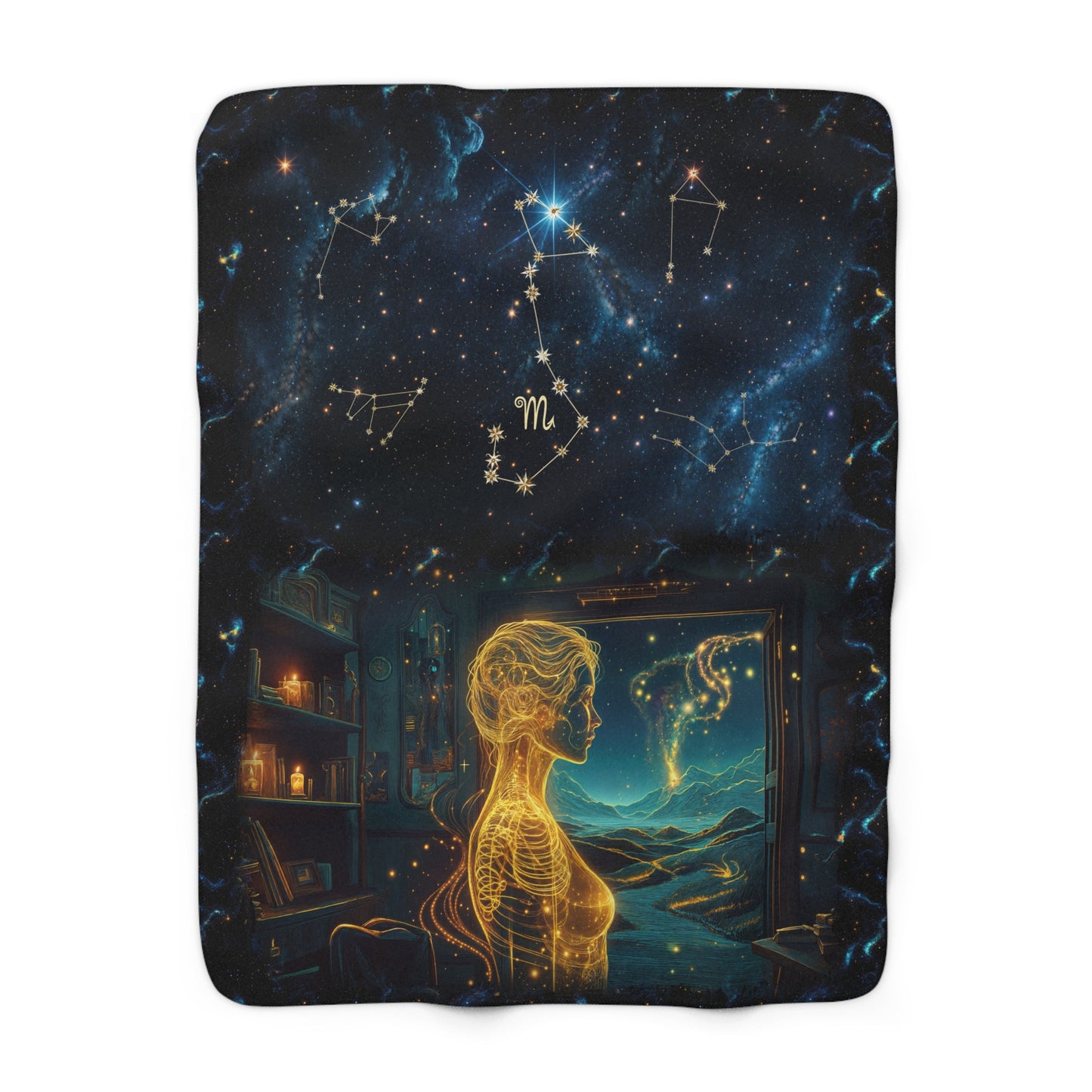 Sherpa Fleece Blanket - Meditation 2 - Galaxies