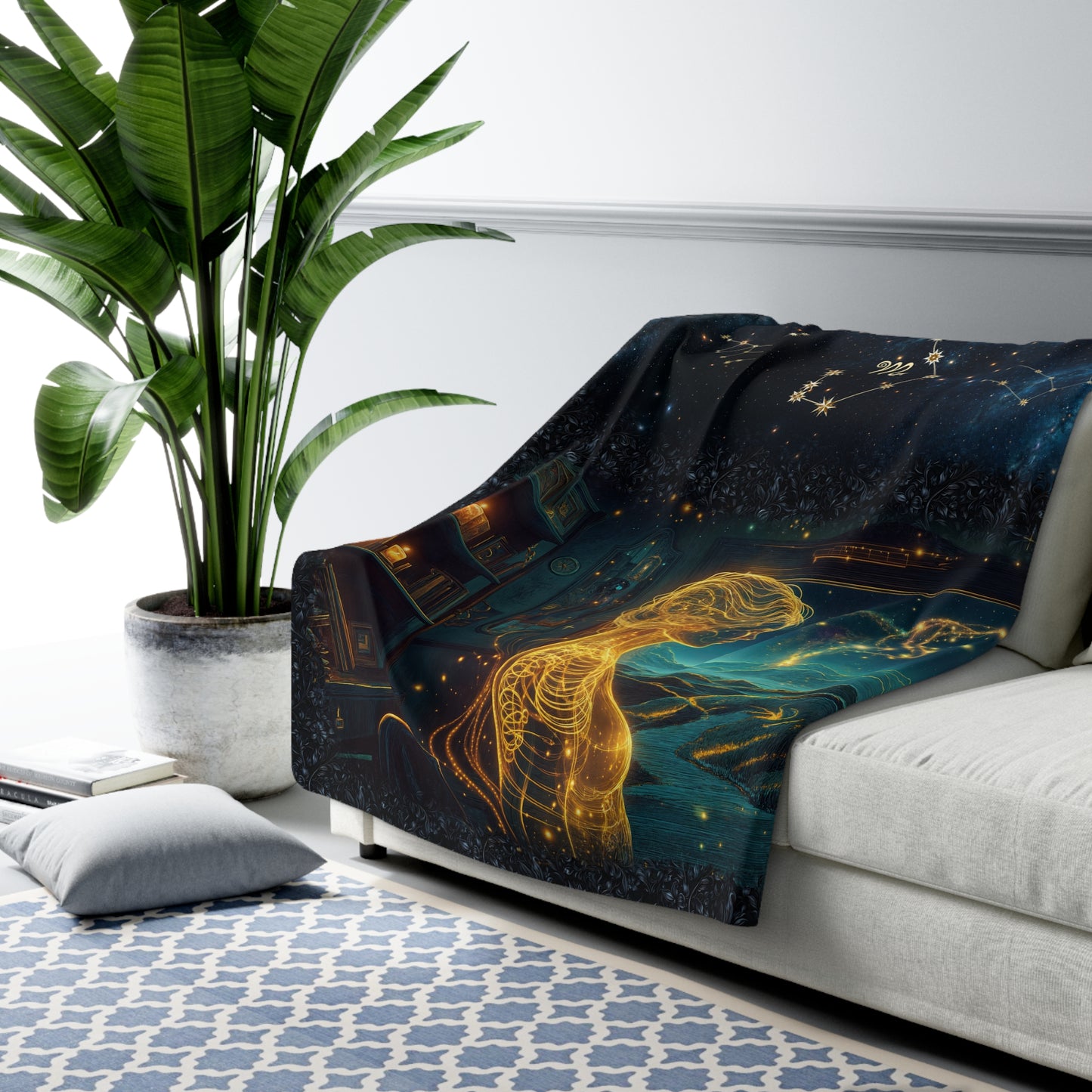 Sherpa Fleece Blanket - Meditation 2 - Flowers
