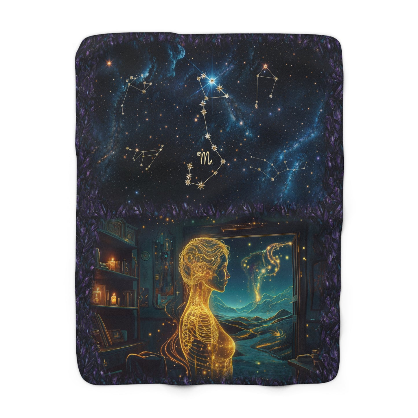 Sherpa Fleece Blanket - Meditation 2 - Crystals