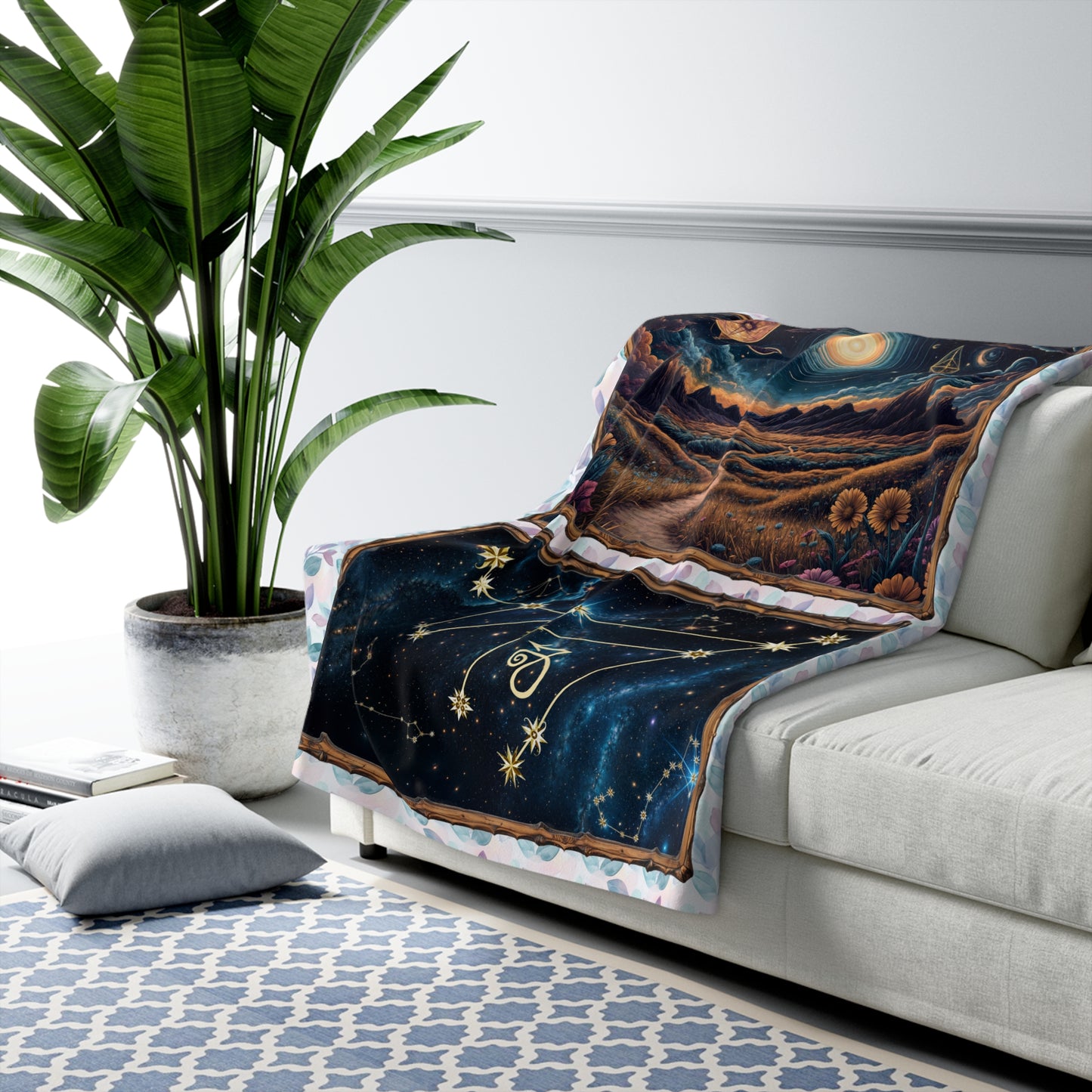 Sherpa Fleece Blanket - Meditation 1 - Leaves
