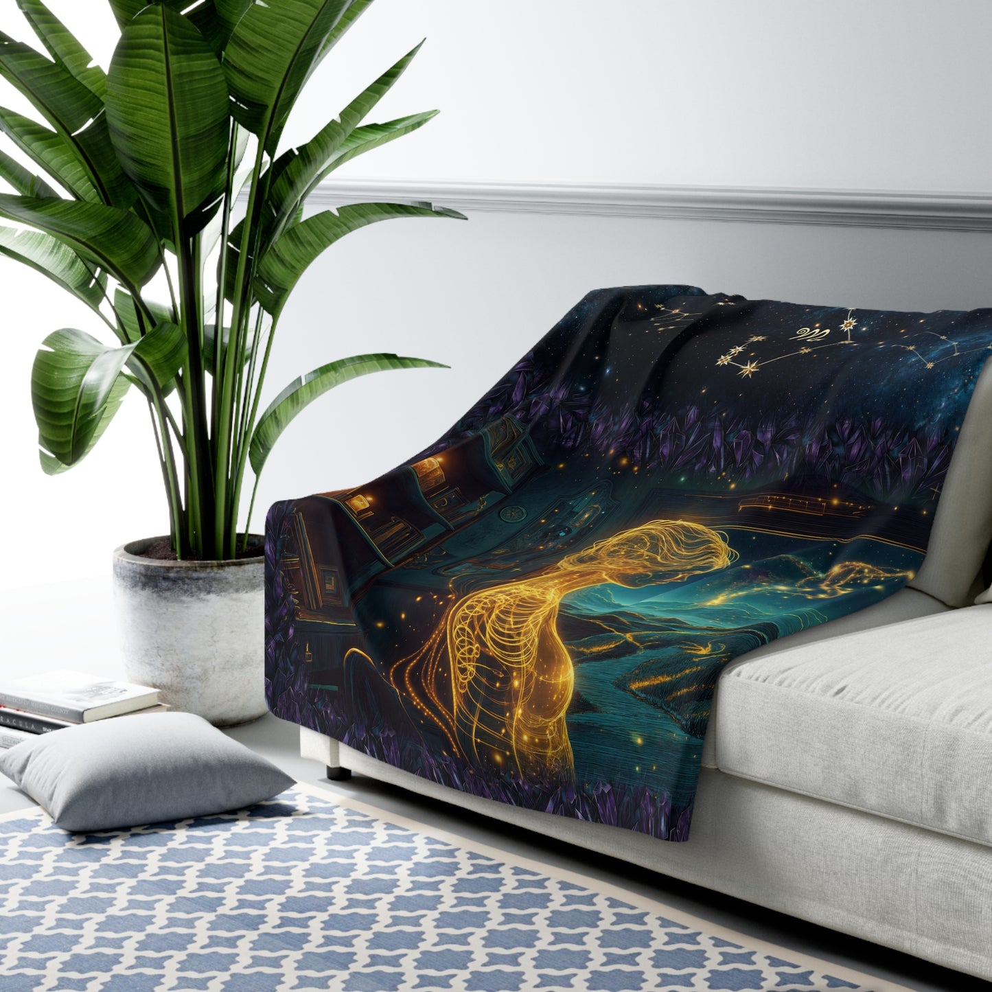 Sherpa Fleece Blanket - Meditation 2 - Crystals