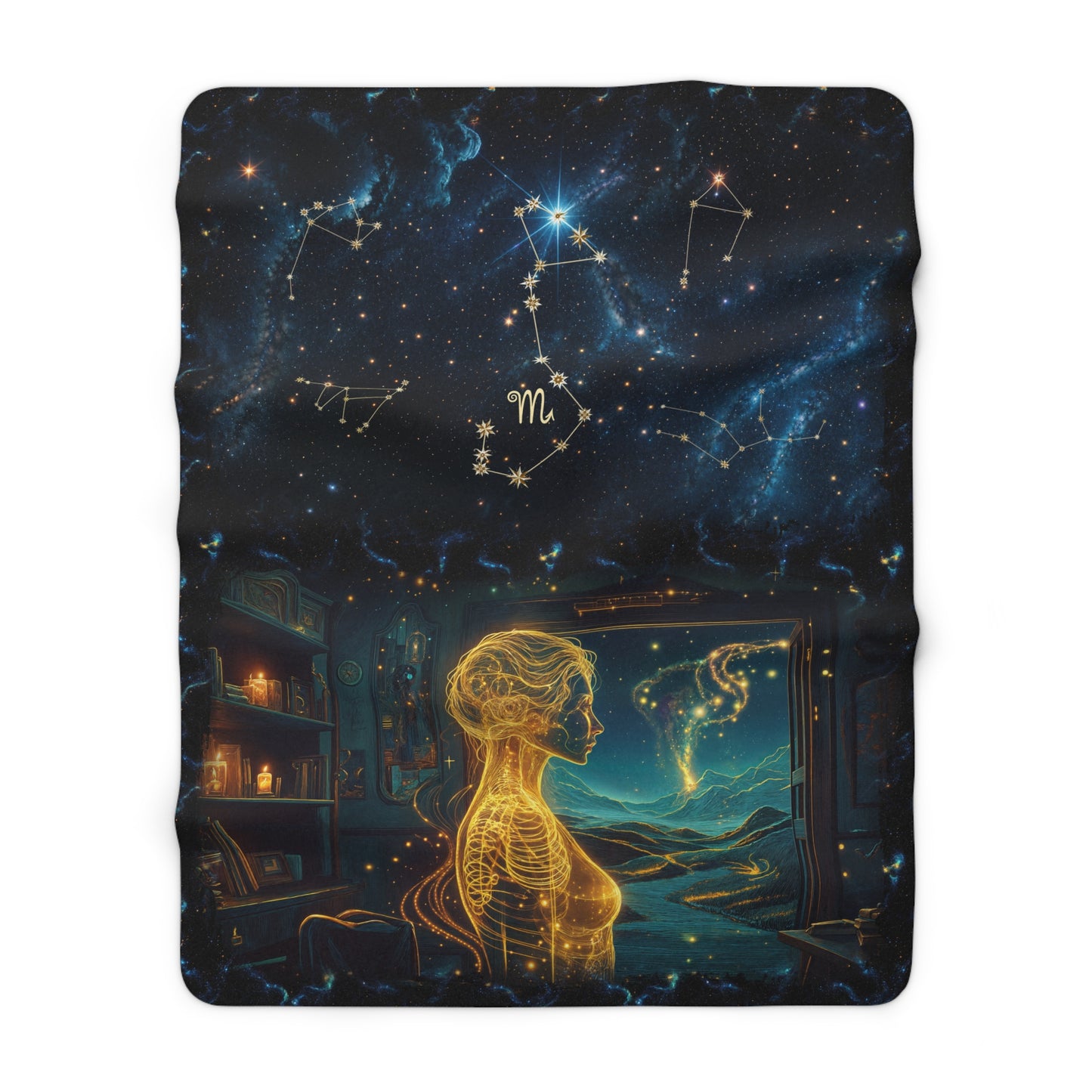 Sherpa Fleece Blanket - Meditation 2 - Galaxies
