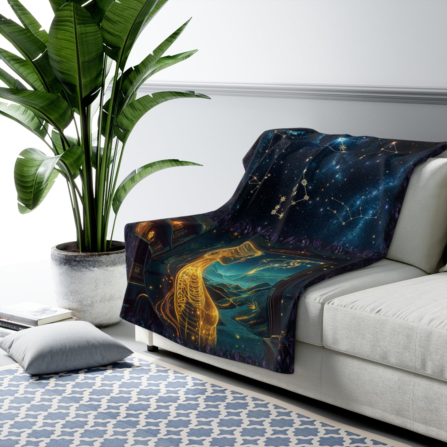 Sherpa Fleece Blanket - Meditation 2 - Crystals