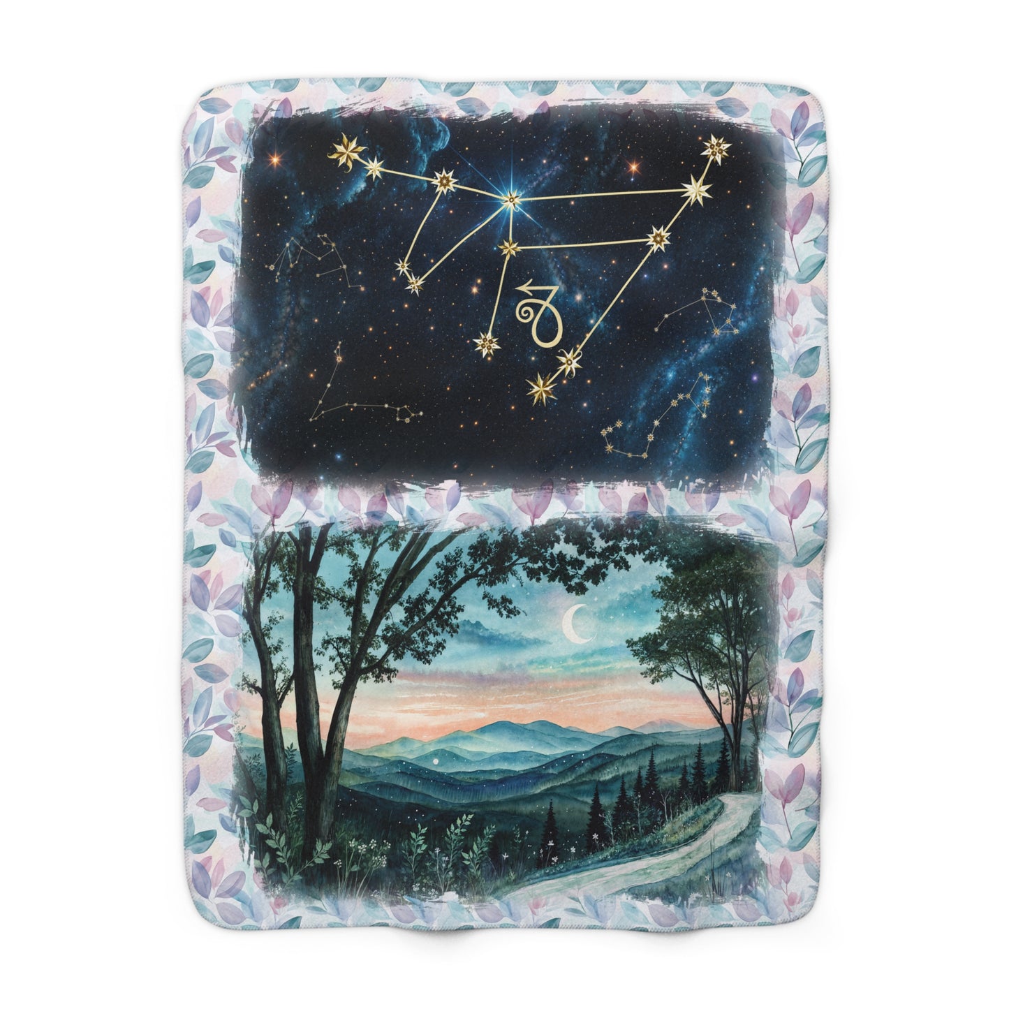 Sherpa Fleece Blanket - Meditation 3 - Leaves