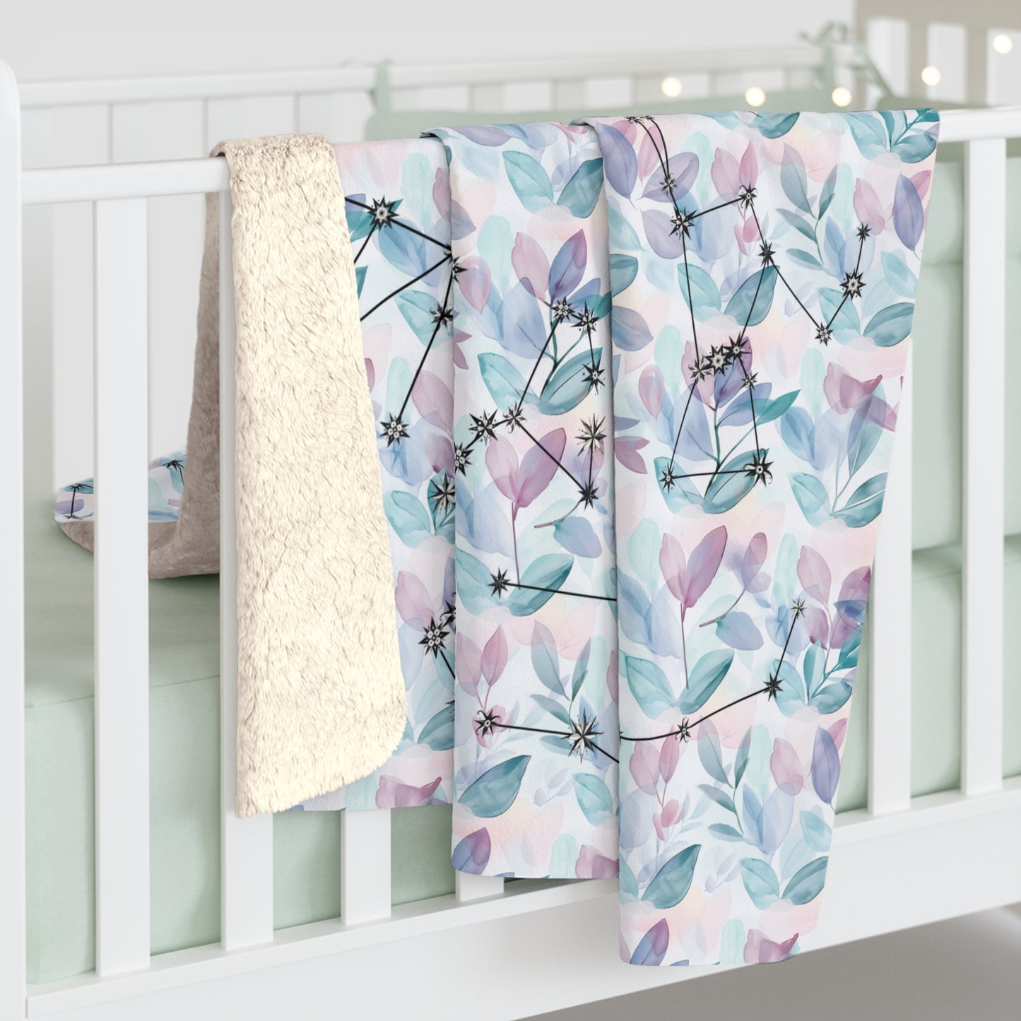 Sherpa Fleece Blanket - Zodiac Leaves