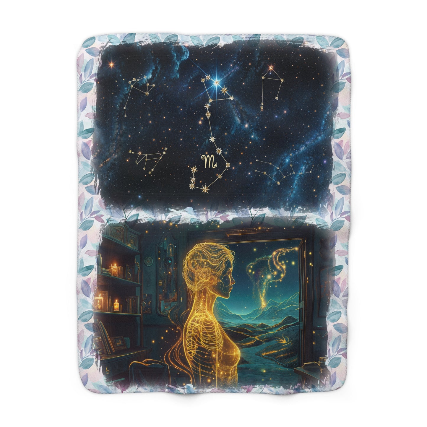 Sherpa Fleece Blanket - Meditation 2 - Leaves