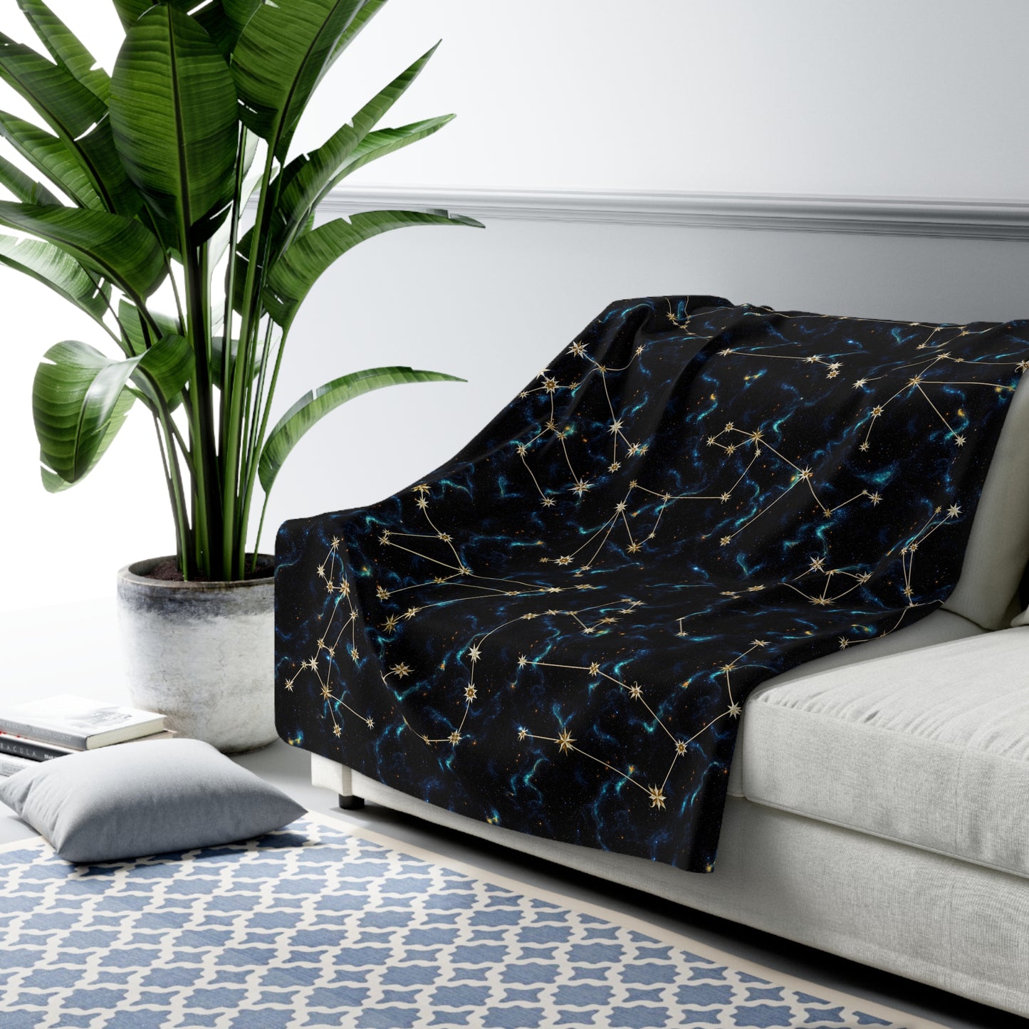 Sherpa Fleece Blanket - Zodiac Galaxies