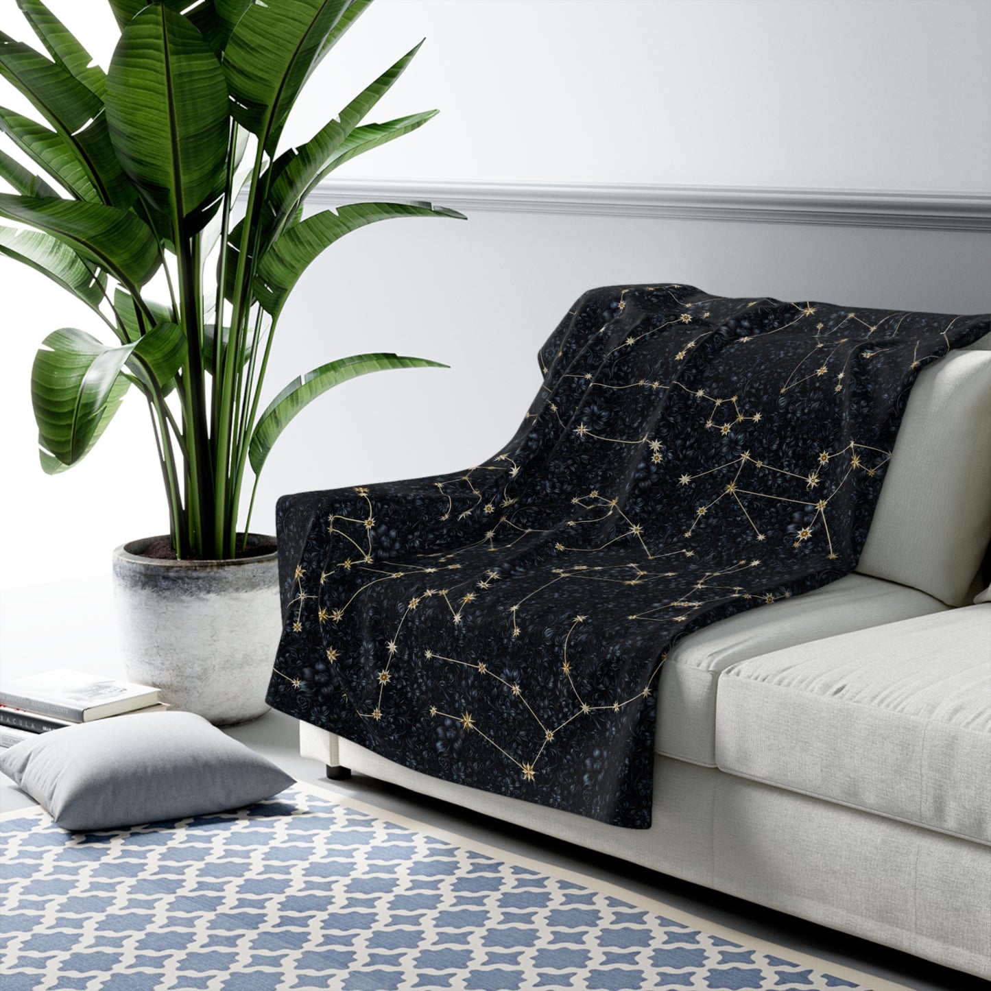 Sherpa Fleece Blanket - Zodiac Flowers