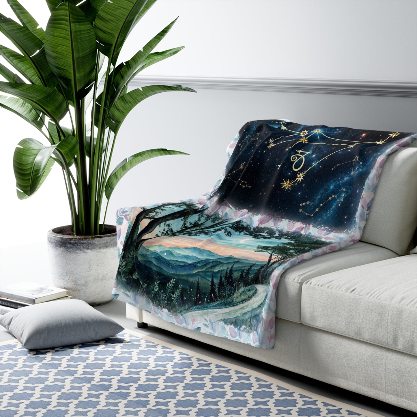 Sherpa Fleece Blanket - Meditation 3 - Leaves