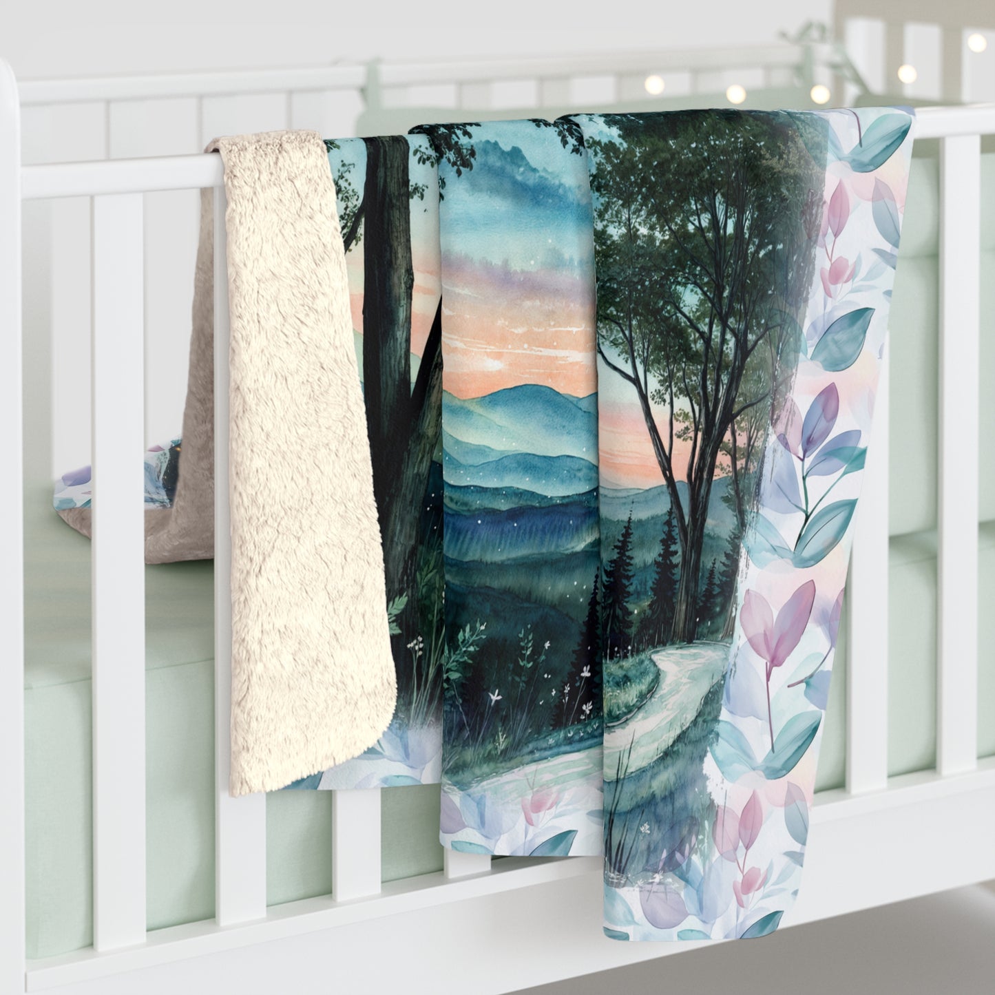 Sherpa Fleece Blanket - Meditation 3 - Leaves