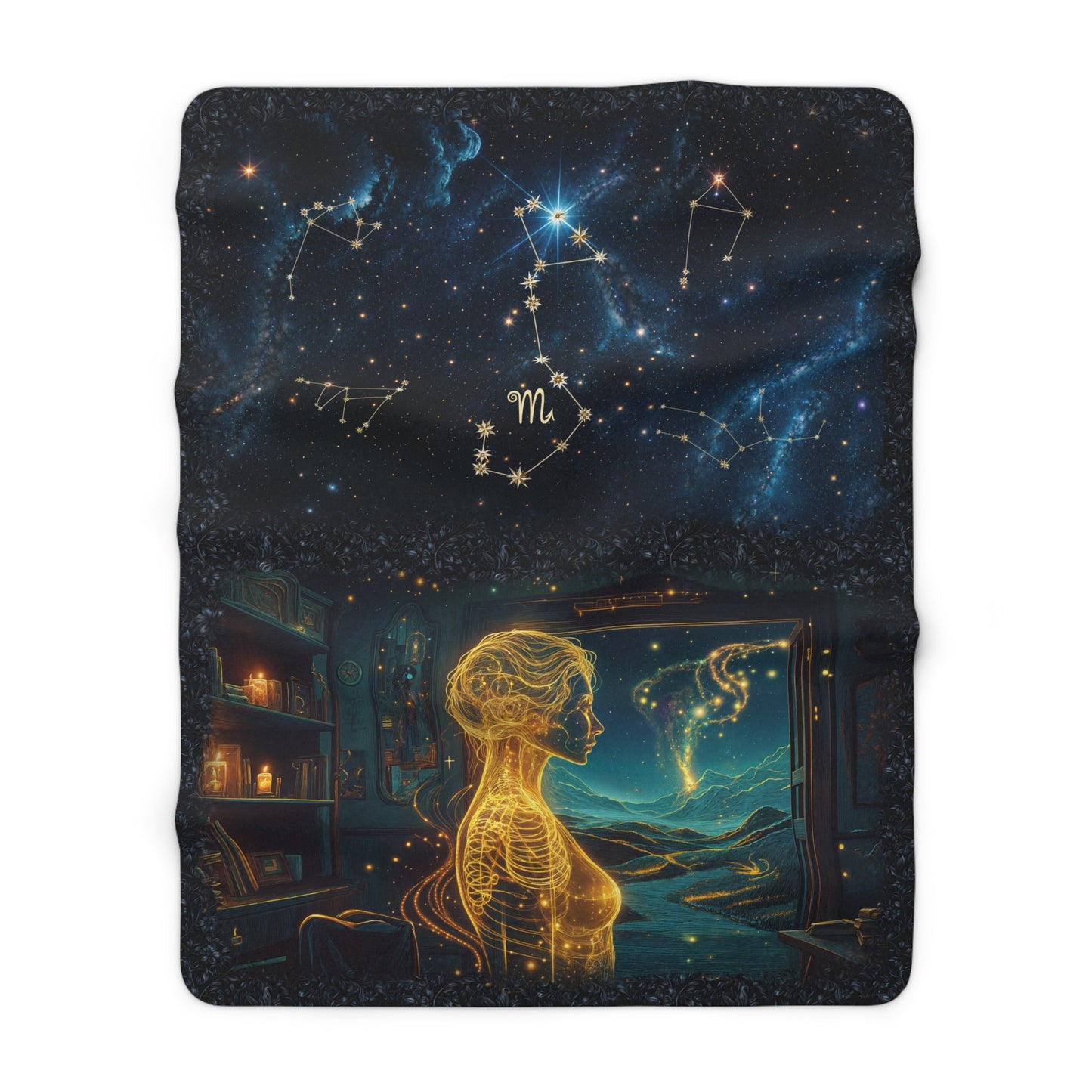 Sherpa Fleece Blanket - Meditation 2 - Flowers
