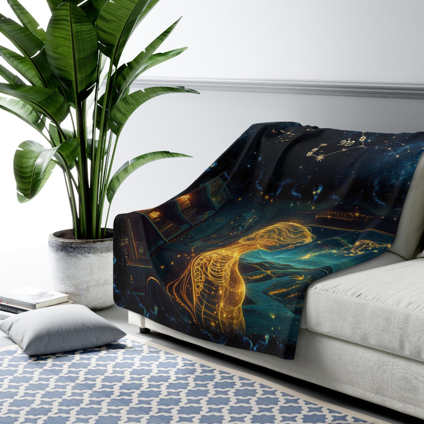 Sherpa Fleece Blanket - Meditation 2 - Galaxies