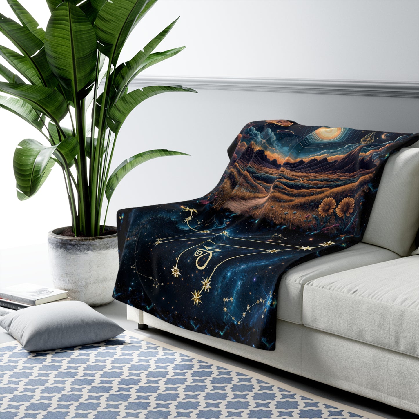 Sherpa Fleece Blanket - Meditation 1 - Galaxies