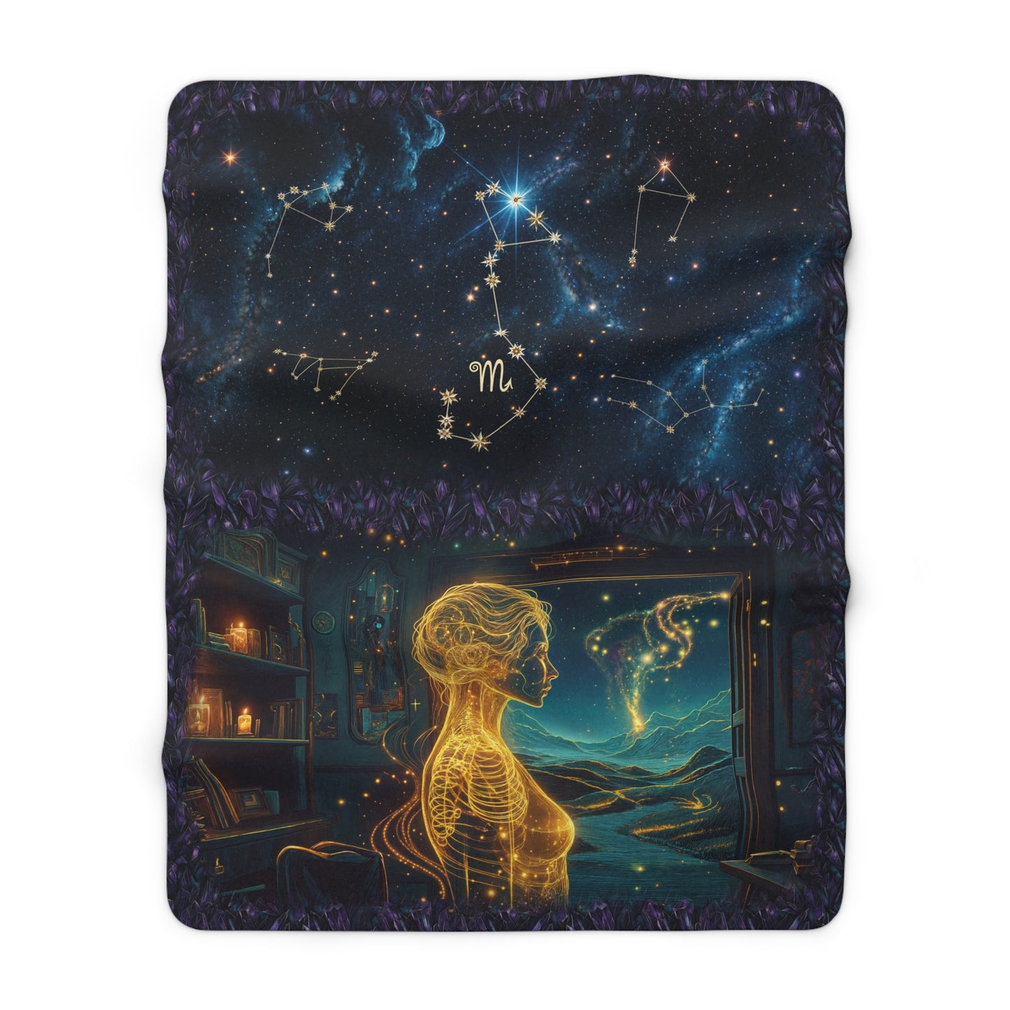 Sherpa Fleece Blanket - Meditation 2 - Crystals
