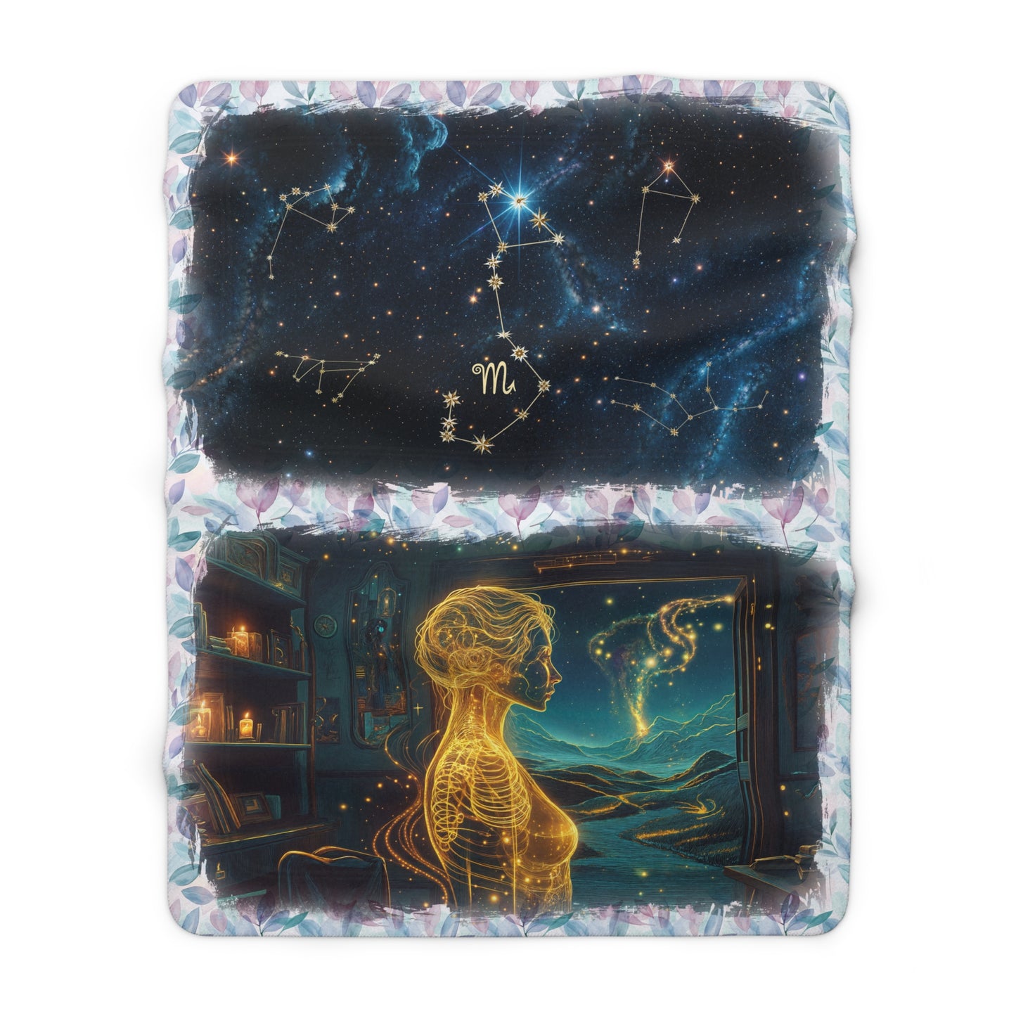 Sherpa Fleece Blanket - Meditation 2 - Leaves