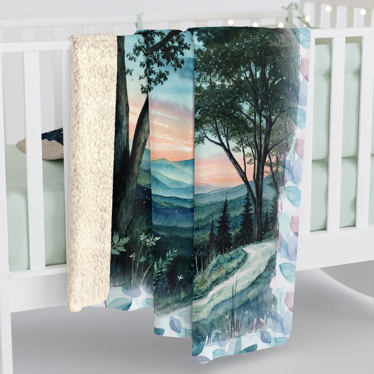 Sherpa Fleece Blanket - Meditation 3 - Leaves