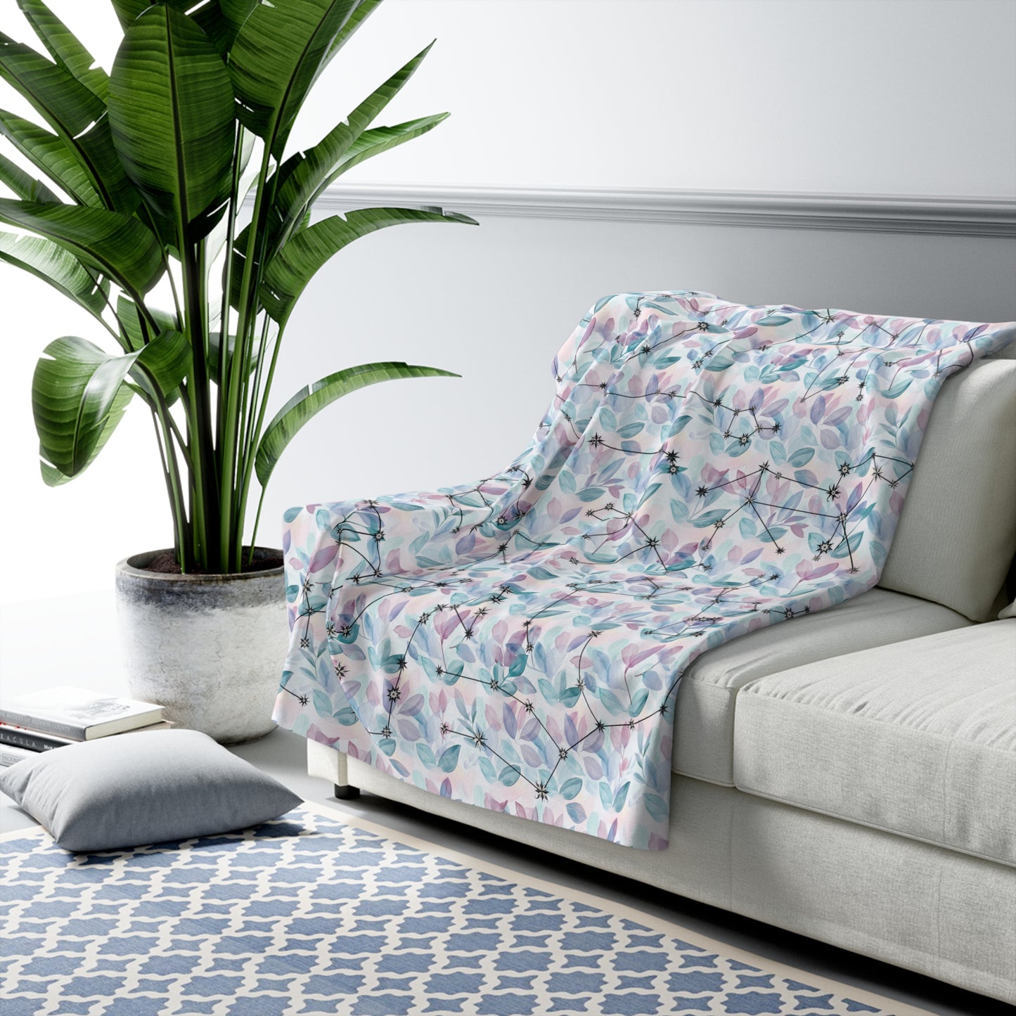 Sherpa Fleece Blanket - Zodiac Leaves