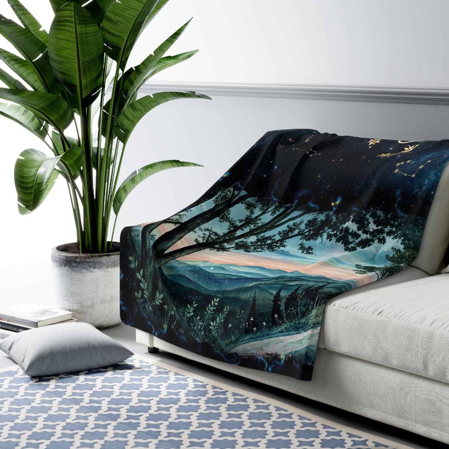 Sherpa Fleece Blanket - Meditation 3 - Galaxies