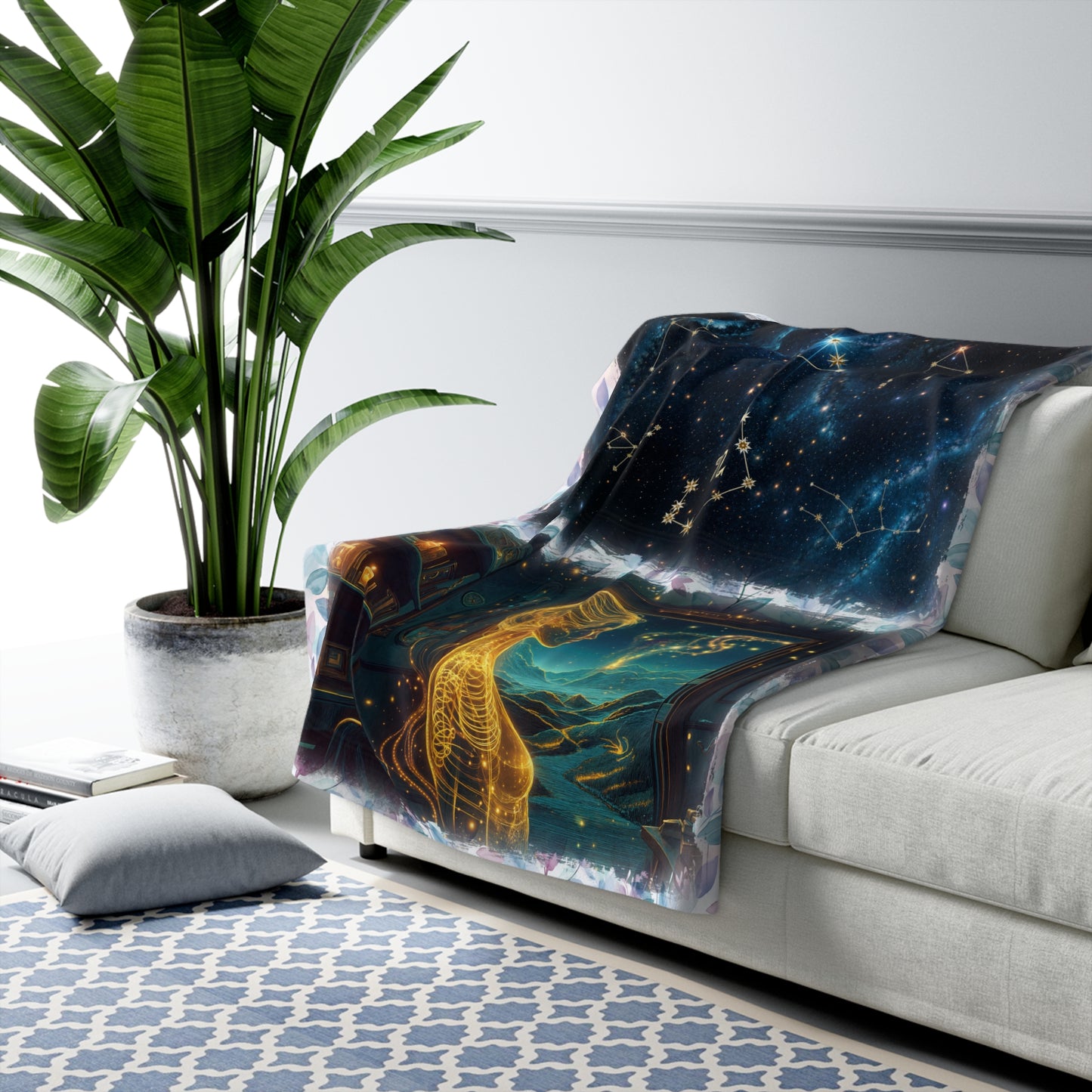 Sherpa Fleece Blanket - Meditation 2 - Leaves